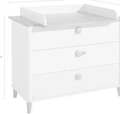PAIDI Wickelkommode »LOTTE & FYNN Steiff by PAIDI, 3 Schubladen und Wickelaufsatz« Weiß mit Eiche Massivholz, abnehmbarer Aufsatz, Soft-Close 119 cm