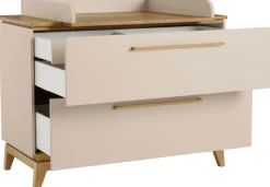 PAIDI Wickelkommode »STIENE in Beige mit Eiche Massivholz, inkl. Wickelaufsatz, Spar-Set« bis 50 kg 2 Schubladen mit Soft-Close, 123 cm Breite, hochwertiger Wickeltisch 123 cm
