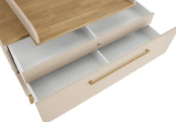 PAIDI Wickelkommode »STIENE in Beige mit Eiche Massivholz, inkl. Wickelaufsatz, Spar-Set« bis 50 kg 2 Schubladen mit Soft-Close, 123 cm Breite, hochwertiger Wickeltisch 123 cm