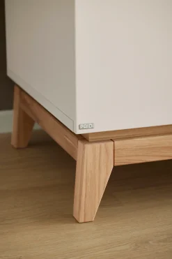 PAIDI Wickelkommode »STIENE in Beige mit Eiche Massivholz, inkl. Wickelaufsatz, Spar-Set« bis 50 kg 2 Schubladen mit Soft-Close, 123 cm Breite, hochwertiger Wickeltisch 123 cm