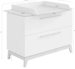 PAIDI Wickelkommode »STIENE in Beige mit Eiche Massivholz, inkl. Wickelaufsatz, Spar-Set« bis 50 kg 2 Schubladen mit Soft-Close, 123 cm Breite, hochwertiger Wickeltisch 123 cm