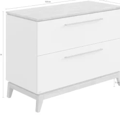 PAIDI Wickelkommode »STIENE in Beige oder Grau, 2 Schubladen mit Soft-Close, Vollauszug« bis 50 kg Kommode 123 cm Breite, geprüfte Sicherheit, Wickeltisch mit Massivholz 123 cm