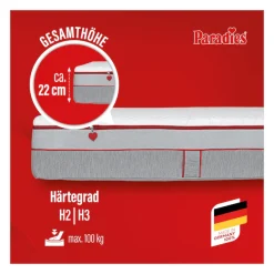 Paradies Kaltschaummatratze »Neuheit: Paradies Perfekta KS, 90x200, 140x200 cm & weitere Größen« 22 cm hoch Raumgewicht: 35 kg/m³ 1 Stk. tlg. Maximaler Komfort mit Memoryschaum und Klimaregulierung