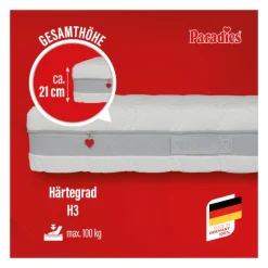 Paradies Kaltschaummatratze »Neuheit: Paradies Prolife Supreme, Testsieger Stiftung Warentest« 22 cm hoch Raumgewicht: 35 kg/m³ 1 Stk. tlg. Note GUT (2,2), getestet in 90x200 cm, Härtegrad 3