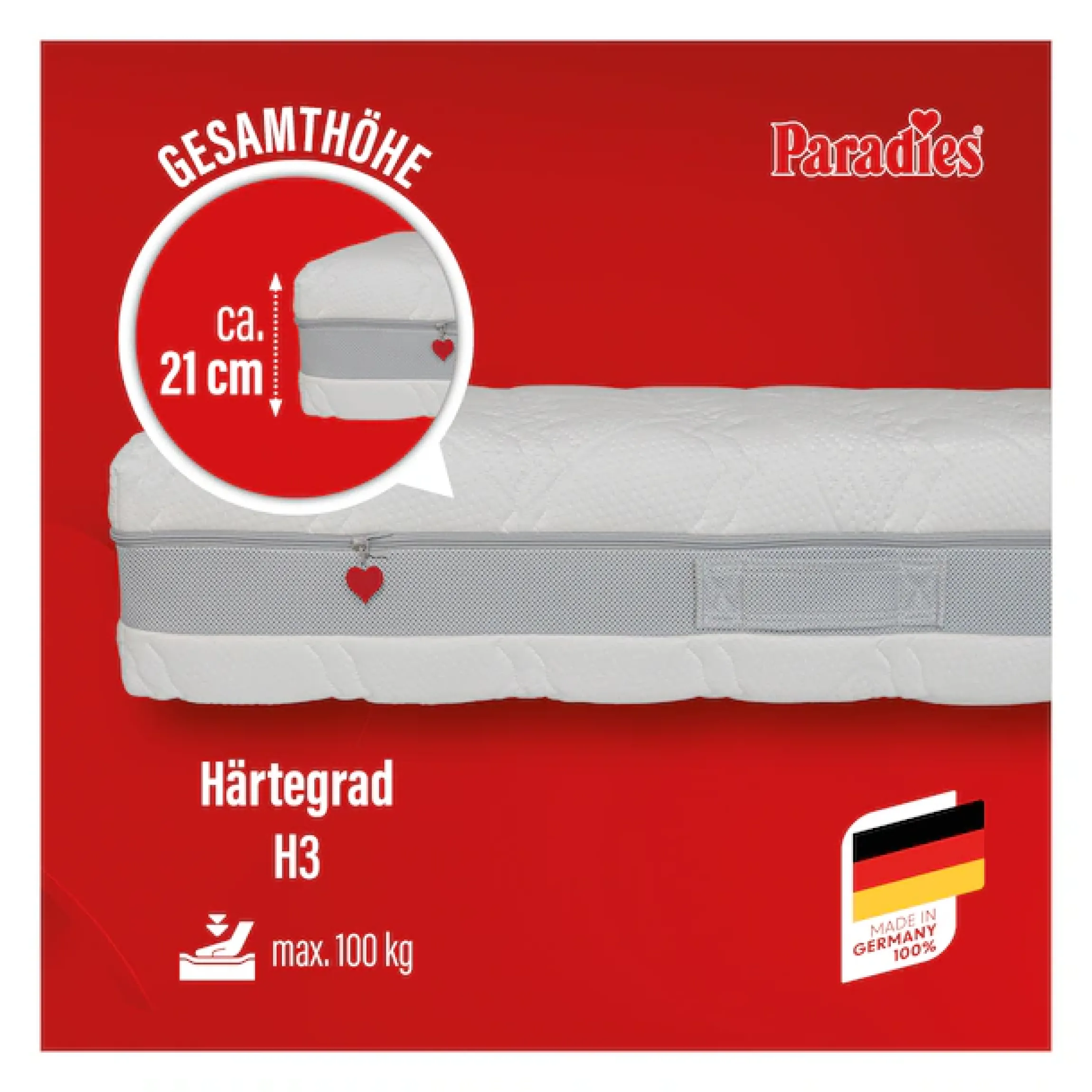 Paradies Kaltschaummatratze »Neuheit: Paradies Prolife Supreme, Testsieger Stiftung Warentest« 22 cm hoch Raumgewicht: 35 kg/m³ 1 Stk. tlg. Note GUT (2,2), getestet in 90x200 cm, Härtegrad 3