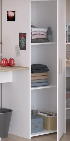 Parisot Hochbett »Alex, für 2 Kinder! Maximaler Stauraum, 2 Schreibtische« Doppeltes Hochbett, all in one Bett für 2!