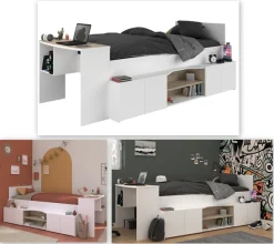 Parisot Hochbett »Cleo« 1 Stk. tlg. Schreibtisch beidseitig anbaubar, viel Stauraum, für Jungen & Mädchen