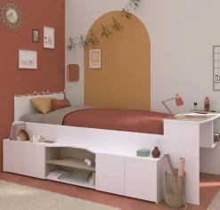 Parisot Hochbett »Cleo« 1 Stk. tlg. Schreibtisch beidseitig anbaubar, viel Stauraum, für Jungen & Mädchen