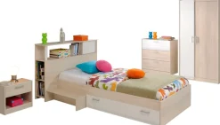 Parisot Jugendzimmer-Set »Charly 16« Set, mit Anstellregal, Nachttisch, Kleiderschrank und Schubkastenkommode, 5 Stk. tlg. mit einem Kleiderschrank