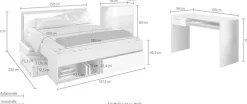 Parisot Jugendzimmer-Set »Most« Set, Bett mit Schubkästen, Schreibtisch und Schubkastenkommode, 3 Stk. tlg.