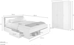 Parisot Jugendzimmer-Set »Most« Set, Bett mit Schubkästen und Kleiderschrank, 2 Stk. tlg.