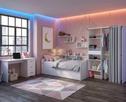 Parisot Jugendzimmer-Set »Parisot Sleep 12« Set, 3 tlg. Rückwand am Stauraumett drehbar - Weiß oder Eiche
