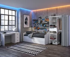Parisot Jugendzimmer-Set »Parisot Sleep 12« Set, 3 tlg. Rückwand am Stauraumett drehbar - Weiß oder Eiche