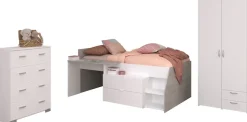 Parisot Jugendzimmer-Set »Parisot, Milky 12« 3 Stk. tlg. tolles halbhohes Hochbett, Kleiderschrank mit Mittelwand und Stauraum