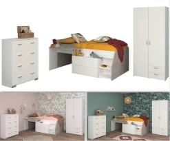 Parisot Jugendzimmer-Set »Parisot, Milky 12« 3 Stk. tlg. tolles halbhohes Hochbett, Kleiderschrank mit Mittelwand und Stauraum