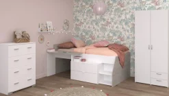 Parisot Jugendzimmer-Set »Parisot, Milky 12« 3 Stk. tlg. tolles halbhohes Hochbett, Kleiderschrank mit Mittelwand und Stauraum
