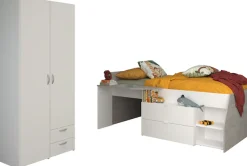 Parisot Jugendzimmer-Set »Parisot Milky 14« Bestehend aus halbhohem Hochbett und 2-trg. Kleiderschrank, 2 Stk. tlg.