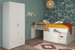 Parisot Jugendzimmer-Set »Parisot Milky 14« Bestehend aus halbhohem Hochbett und 2-trg. Kleiderschrank, 2 Stk. tlg.