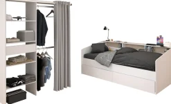 Parisot Jugendzimmer-Set »Parisot Sleep 11« Set, 2 tlg. Rückwand am Bett drehbar - Weiss oder Eiche