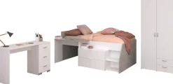 Parisot Jugendzimmer-Set »Parisot Milky 13« 3 Stk. tlg. viel Stauraum, halbhohes Hochbett