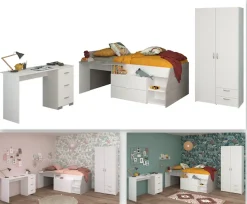 Parisot Jugendzimmer-Set »Parisot Milky 13« 3 Stk. tlg. viel Stauraum, halbhohes Hochbett