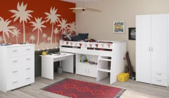 Parisot Jugendzimmer-Set »Parisot, Reverse 11« 3 Stk. tlg. ausziehbarer Schreibtisch auf Rollen, viel Stauraum, Kleiderschrank