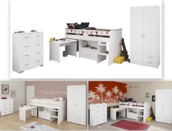 Parisot Jugendzimmer-Set »Parisot, Reverse 11« 3 Stk. tlg. ausziehbarer Schreibtisch auf Rollen, viel Stauraum, Kleiderschrank