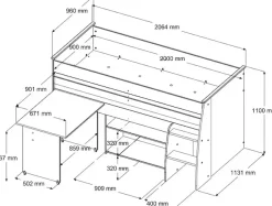 Parisot Jugendzimmer-Set »Parisot, Reverse 11« 3 Stk. tlg. ausziehbarer Schreibtisch auf Rollen, viel Stauraum, Kleiderschrank