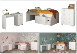 Parisot Jugendzimmer-Set »Parisot Milky 15« 3 Stk. tlg. viel Stauraum, halbhohes Hochbett