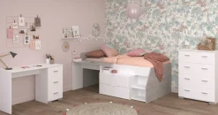 Parisot Jugendzimmer-Set »Parisot Milky 15« 3 Stk. tlg. viel Stauraum, halbhohes Hochbett