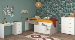 Parisot Jugendzimmer-Set »Parisot Milky 15« 3 Stk. tlg. viel Stauraum, halbhohes Hochbett