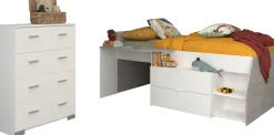 Parisot Jugendzimmer-Set »Parisot Milky 16« 2 Stk. tlg. viel Stauraum, halbhohes Hochbett