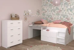 Parisot Jugendzimmer-Set »Parisot Milky 16« 2 Stk. tlg. viel Stauraum, halbhohes Hochbett