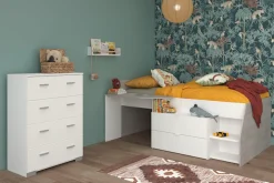 Parisot Jugendzimmer-Set »Parisot Milky 16« 2 Stk. tlg. viel Stauraum, halbhohes Hochbett