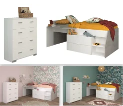 Parisot Jugendzimmer-Set »Parisot Milky 16« 2 Stk. tlg. viel Stauraum, halbhohes Hochbett