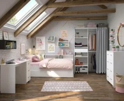 Parisot Jugendzimmer-Set »Parisot Sleep 13« Set, 5 tlg. Rückwand am Stauraumett drehbar - Weiß oder Eiche