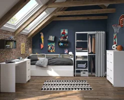 Parisot Jugendzimmer-Set »Parisot Sleep 13« Set, 5 tlg. Rückwand am Stauraumett drehbar - Weiß oder Eiche