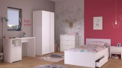Parisot Jugendzimmer-Set »Pirouette, farbige Einsätze drehbar- Rosa oder Grau« Set, Schreibtisch, Bett, Schubkasten, Kleiderschrank, Kommode, Nachttisch, 6 Stk. tlg. komplettes Jugendzimmer, für alle Zielgruppen