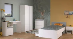 Parisot Jugendzimmer-Set »Pirouette, farbige Einsätze drehbar- Rosa oder Grau« Set, Schreibtisch, Bett, Schubkasten, Kleiderschrank, Kommode, Nachttisch, 6 Stk. tlg. komplettes Jugendzimmer, für alle Zielgruppen