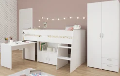 Parisot Jugendzimmer-Set »Reverse 12« Hochbett mit Schreibtisch und Kommode + Kleiderschrank, 2-türig, 2 Stk. tlg. viel Stauraum, platzsparend, Schreibtisch und Kommode integriert