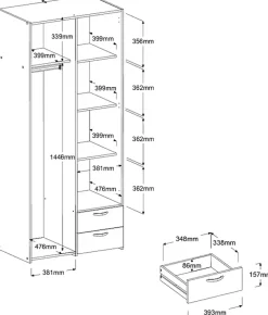Parisot Jugendzimmer-Set »Reverse 12« Hochbett mit Schreibtisch und Kommode + Kleiderschrank, 2-türig, 2 Stk. tlg. viel Stauraum, platzsparend, Schreibtisch und Kommode integriert