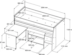 Parisot Jugendzimmer-Set »Reverse 12« Hochbett mit Schreibtisch und Kommode + Kleiderschrank, 2-türig, 2 Stk. tlg. viel Stauraum, platzsparend, Schreibtisch und Kommode integriert