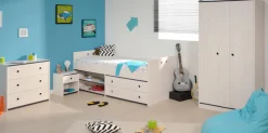 Parisot Jugendzimmer-Set »Smoozy« Set, Stauraumbett, Nachttisch, Kleiderschrank und Schubkastenkommode, 4 Stk. tlg.