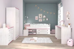 Parisot Jugendzimmer-Set »Smoozy« Set, Stauraumbett, Nachttisch, Kleiderschrank, Schreibtisch und Kommode, 5 Stk. tlg.