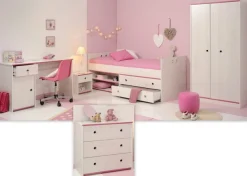 Parisot Jugendzimmer-Set »Smoozy« Set, Stauraumbett, Nachttisch, Kleiderschrank, Schreibtisch und Kommode, 5 Stk. tlg.