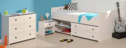 Parisot Jugendzimmer-Set »Smoozy« Set, Stauraumbett, Nachttisch und Schubkastenkommode, 3 Stk. tlg.