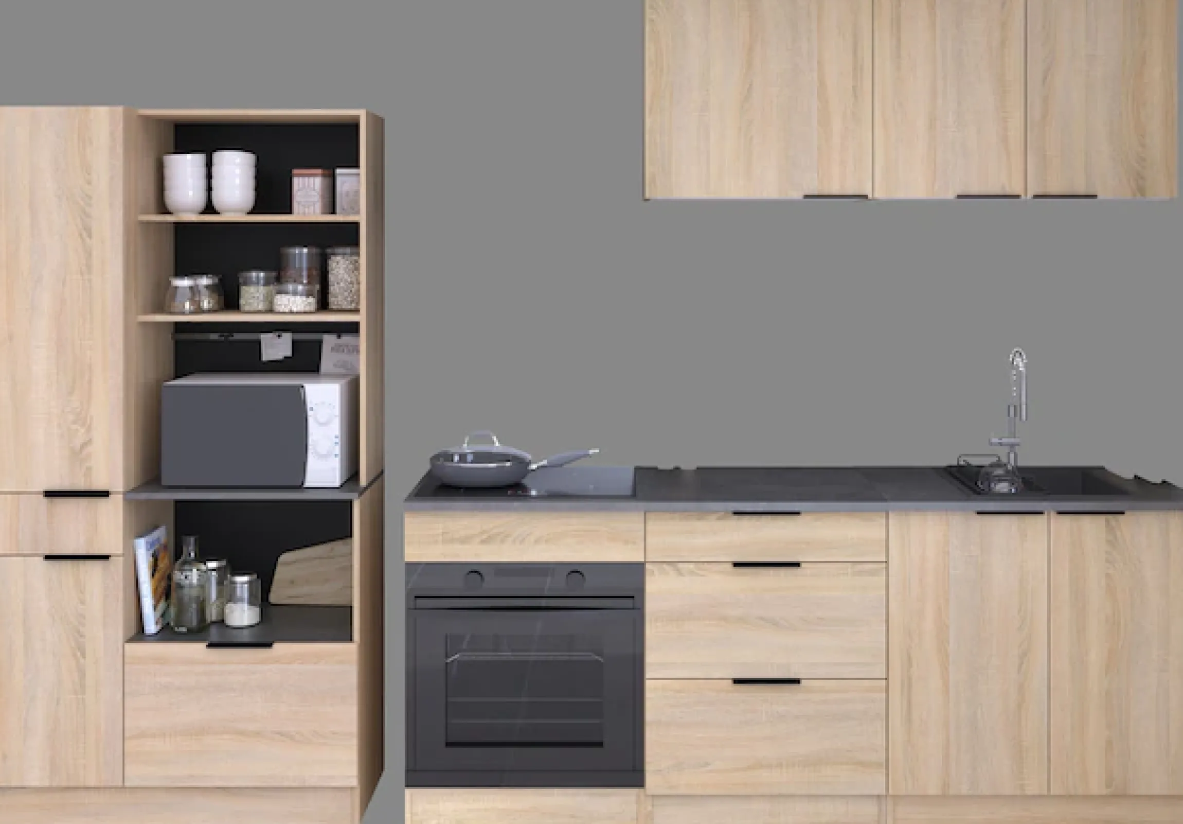 Parisot Schrank-Set »,Breite 300 cm, ohne E-Geräte« variabel stellbar, mit Kabeldurchlass,melaminharzbeschichtet, 6 Stk. tlg.