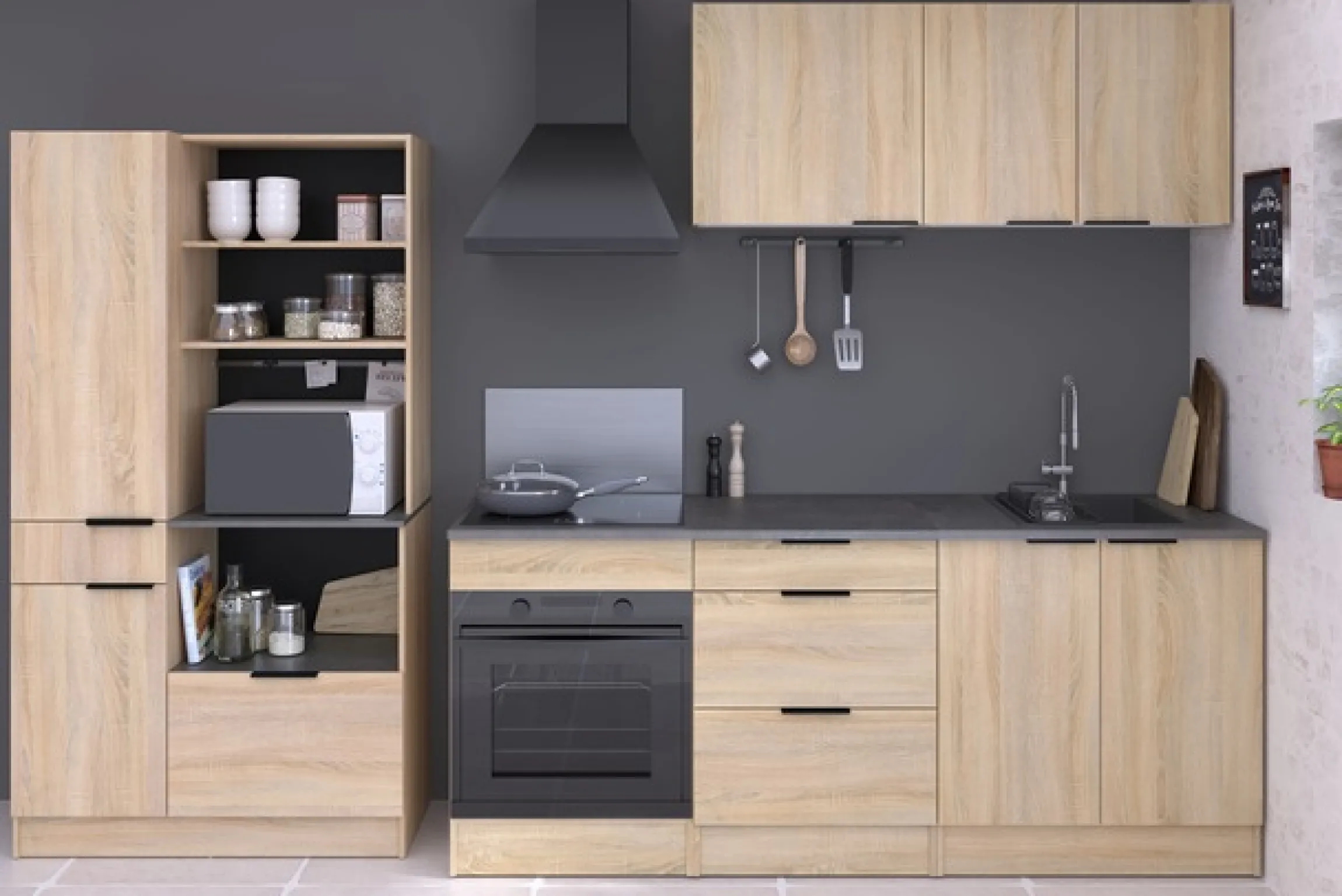 Parisot Schrank-Set »,Breite 300 cm, ohne E-Geräte« variabel stellbar, mit Kabeldurchlass,melaminharzbeschichtet, 6 Stk. tlg.