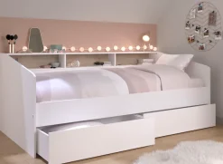 Parisot Stauraumbett »Sleep, Daybed, Kinderbett, Rückwand der Regale drehbar (farbig + weiß)« inklusive, Regale, Schubkästen, viel Stauraum, TOPSELLLER!
