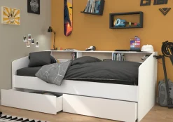 Parisot Stauraumbett »Sleep, Daybed, Kinderbett, Rückwand der Regale drehbar (farbig + weiß)« inklusive, Regale, Schubkästen, viel Stauraum, TOPSELLLER!